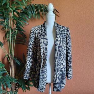 Preston and York Animal Print Blazer Jacket 8 Tan Black Open